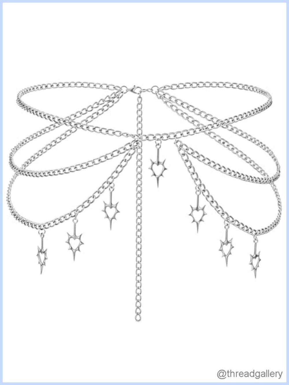 Star Waist Chain Belt Women Gothic Crossover Body Belly Chain Adjustable Metal